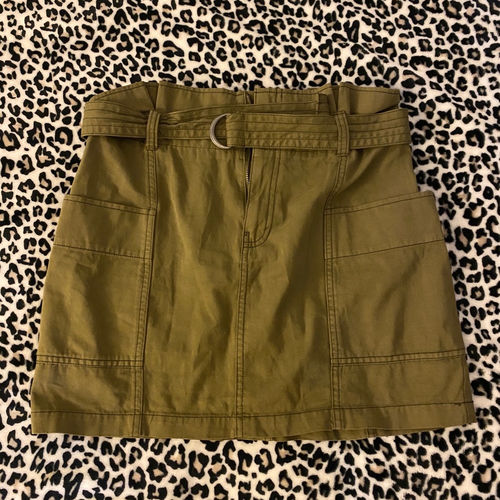 Army green paper bag skirt